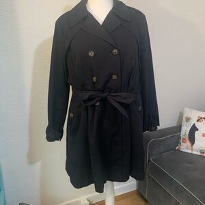 ASOS Black Double-Breasted Trench Coat Plus